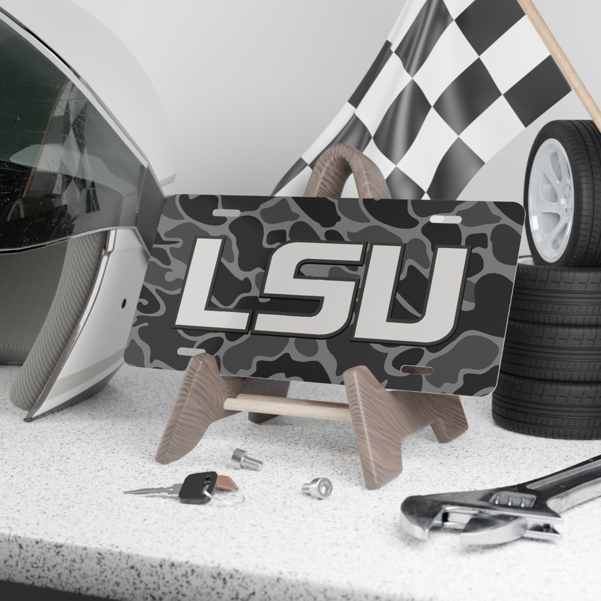 Custom Camo Vanity Plate LSU-DRAKEOS_BLACKOUT-2