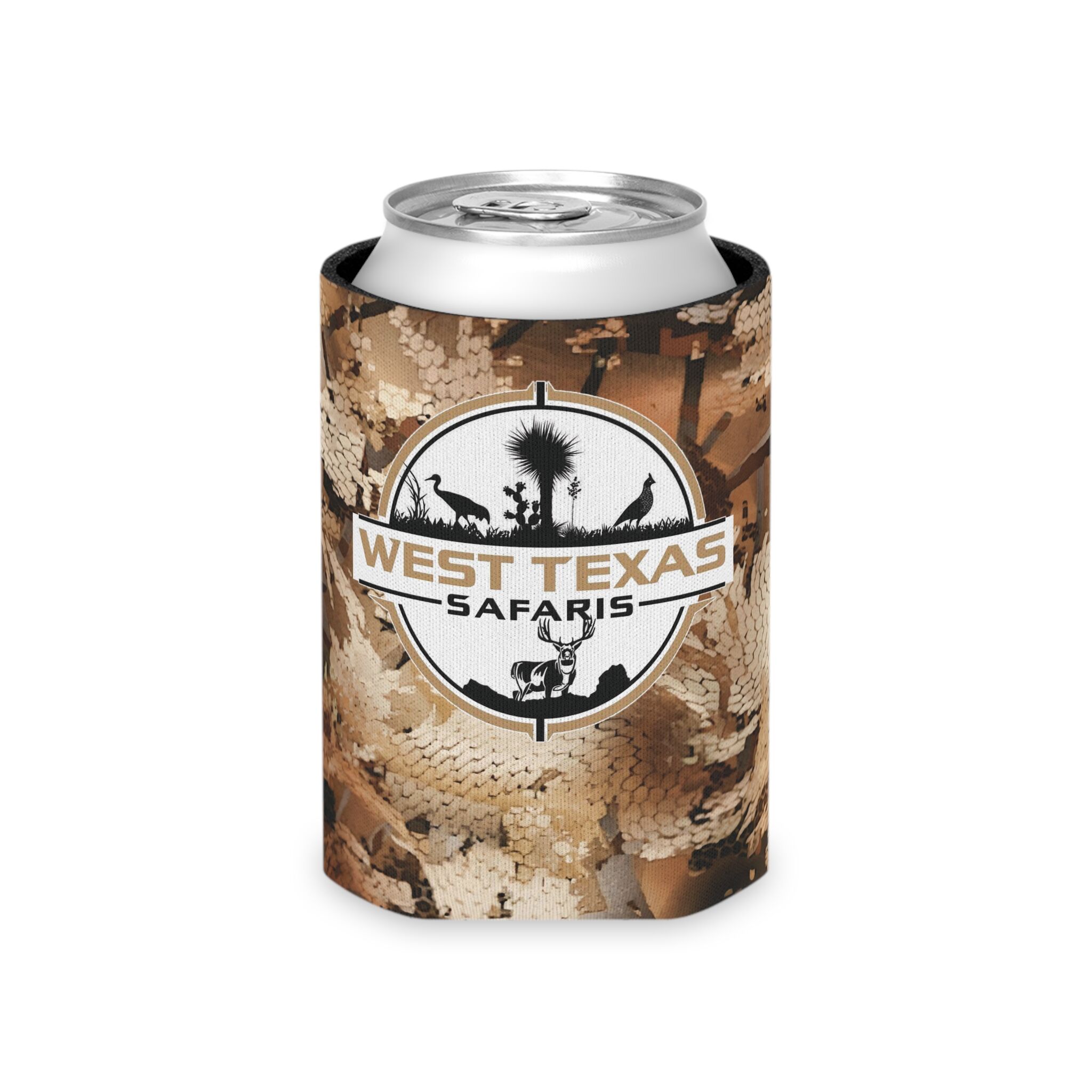 Stay Frosty with West Texas Camo Koozie for Outdoor Adventures || West Texas Safaris Insulated Camo Can Cooler for Hunting Fun