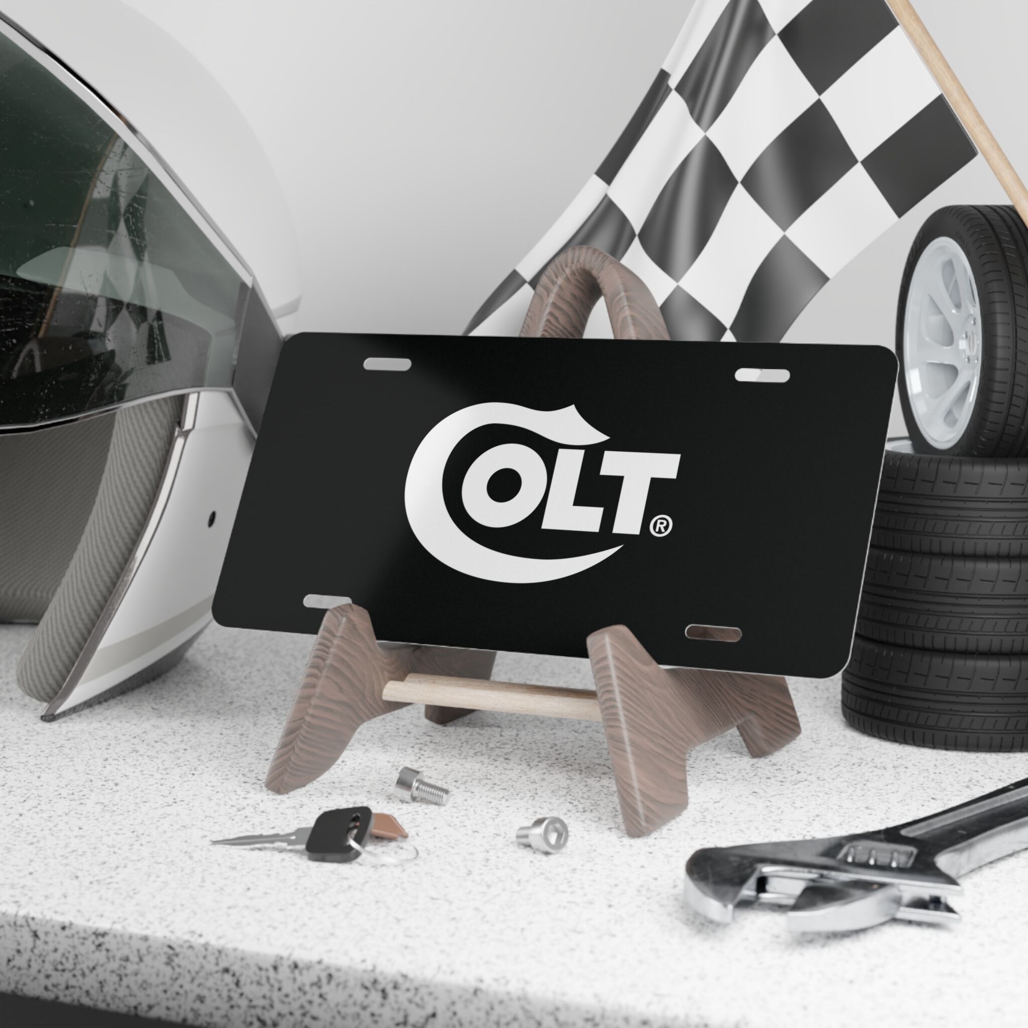 12599433604011059282 2048.jpeg Custom Vanity Plate Tag With Colt On Black