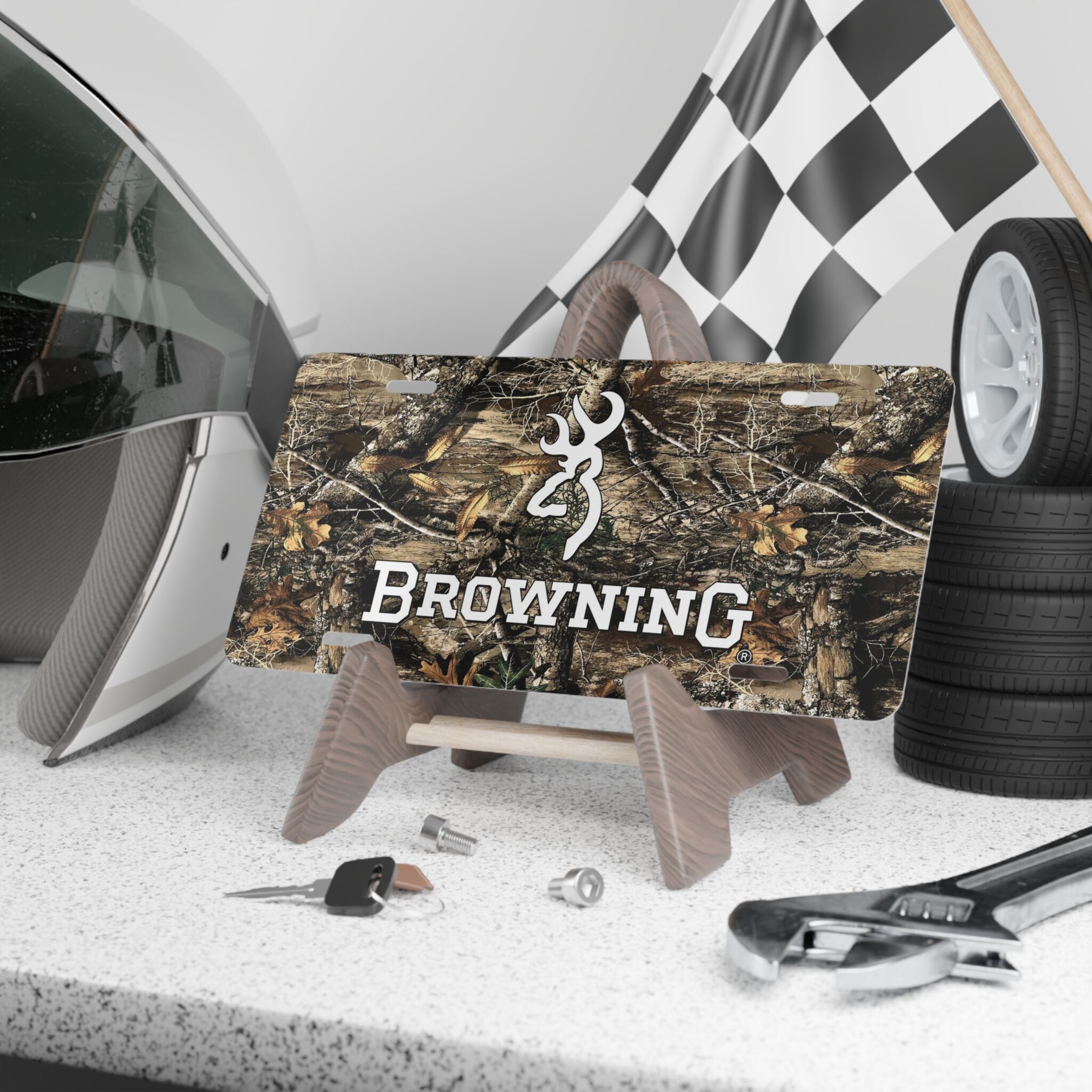 Custom Vanity Plate Tag With Browning And Realtree Edge Camo