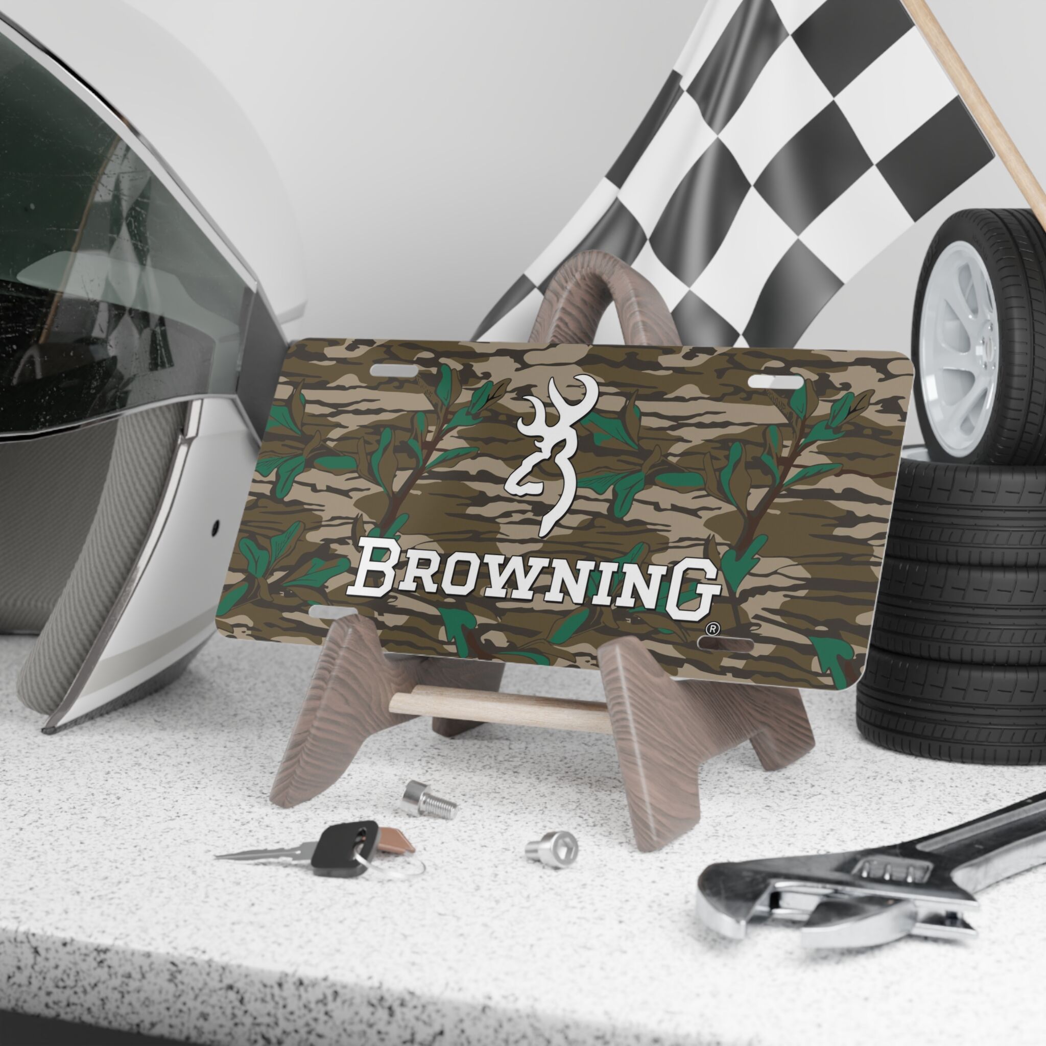 17694550861698190278 2048.jpeg Custom Vanity Plate Tag With Browning And Greenleaf Camo