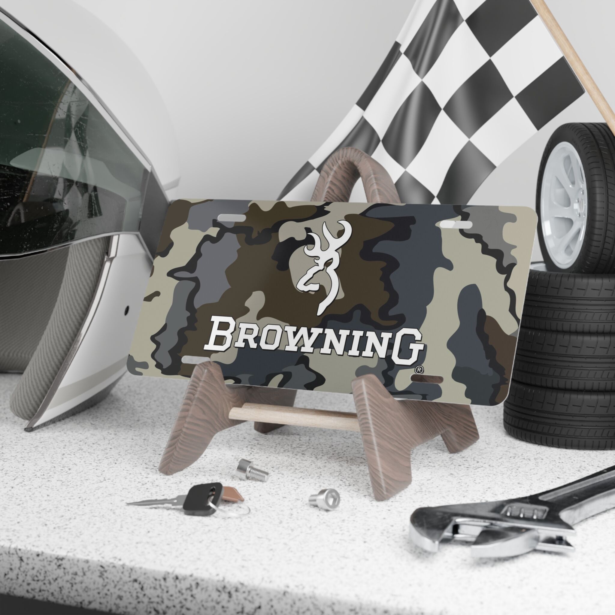 Custom Vanity Plate Tag With Browning And Camo