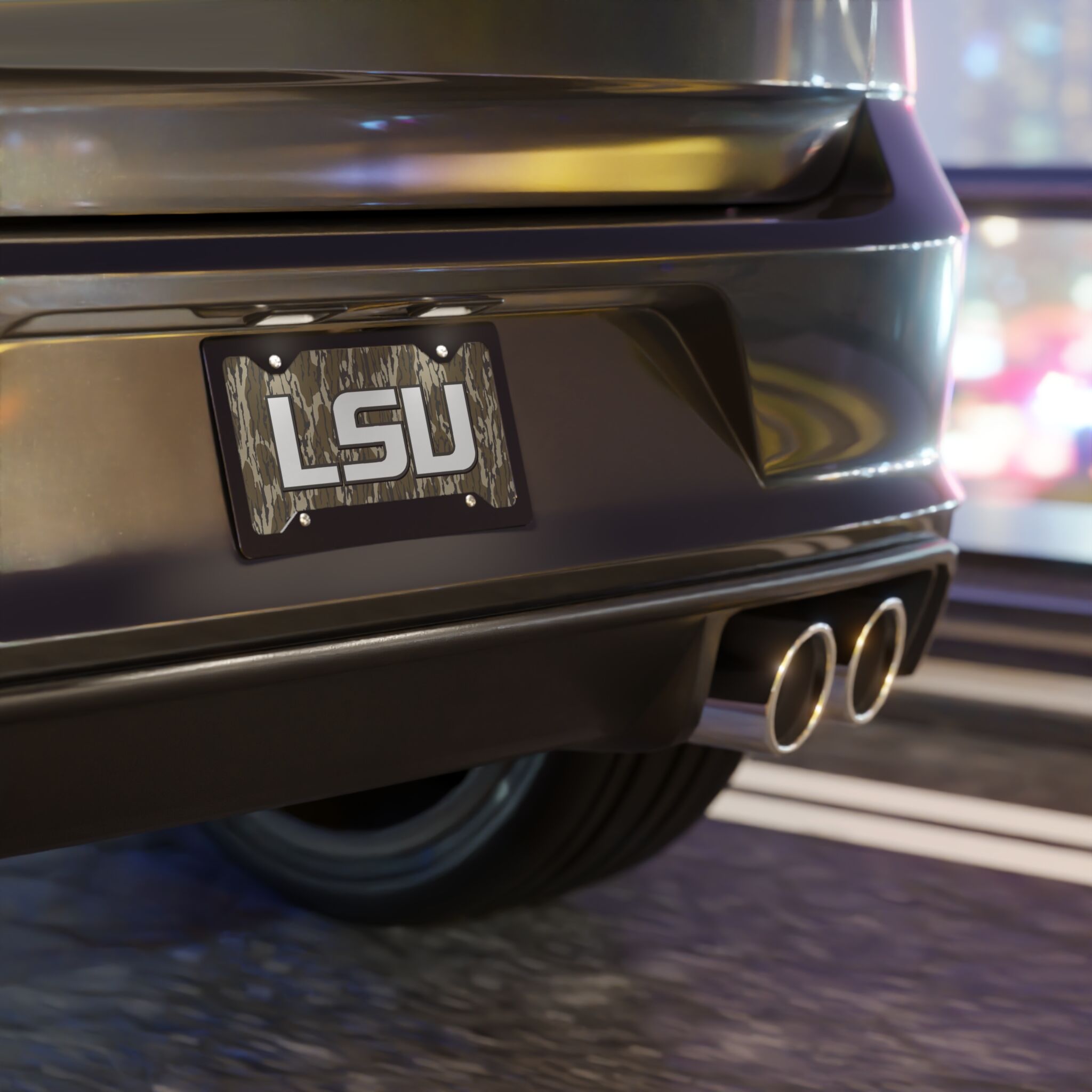 Weatherproof LSU Camo Vanity Plate for Rugged Vehicle Style