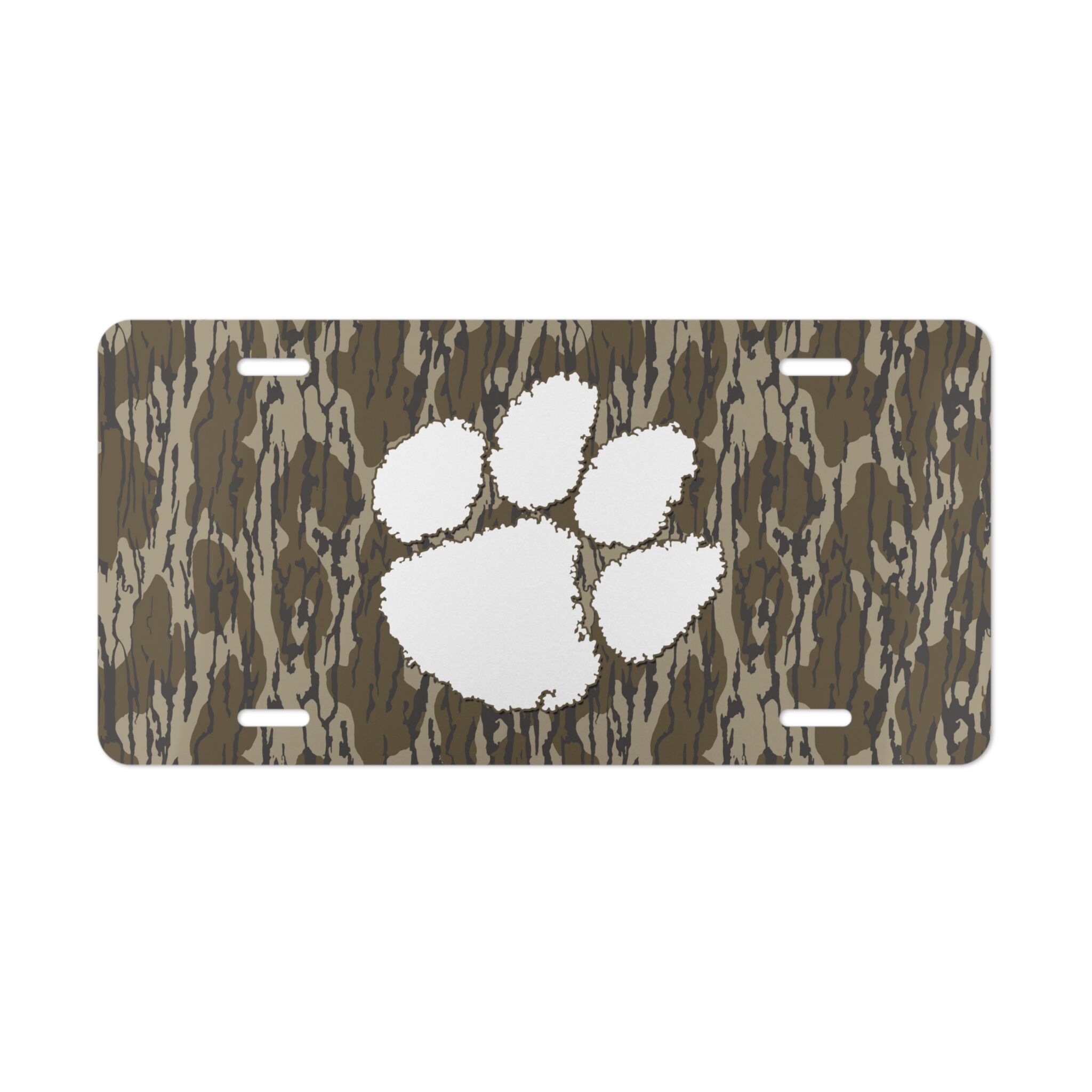 Authentic Hunter Camo Vanity Plate with Paw Print for Front Mount