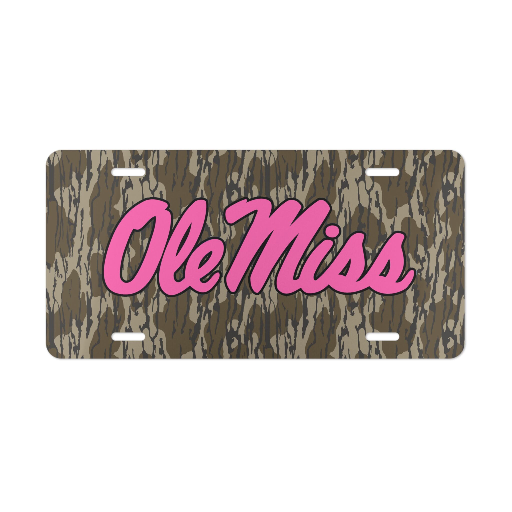 Ole Miss Pink Camo Front Plate – Durable Weatherproof Style