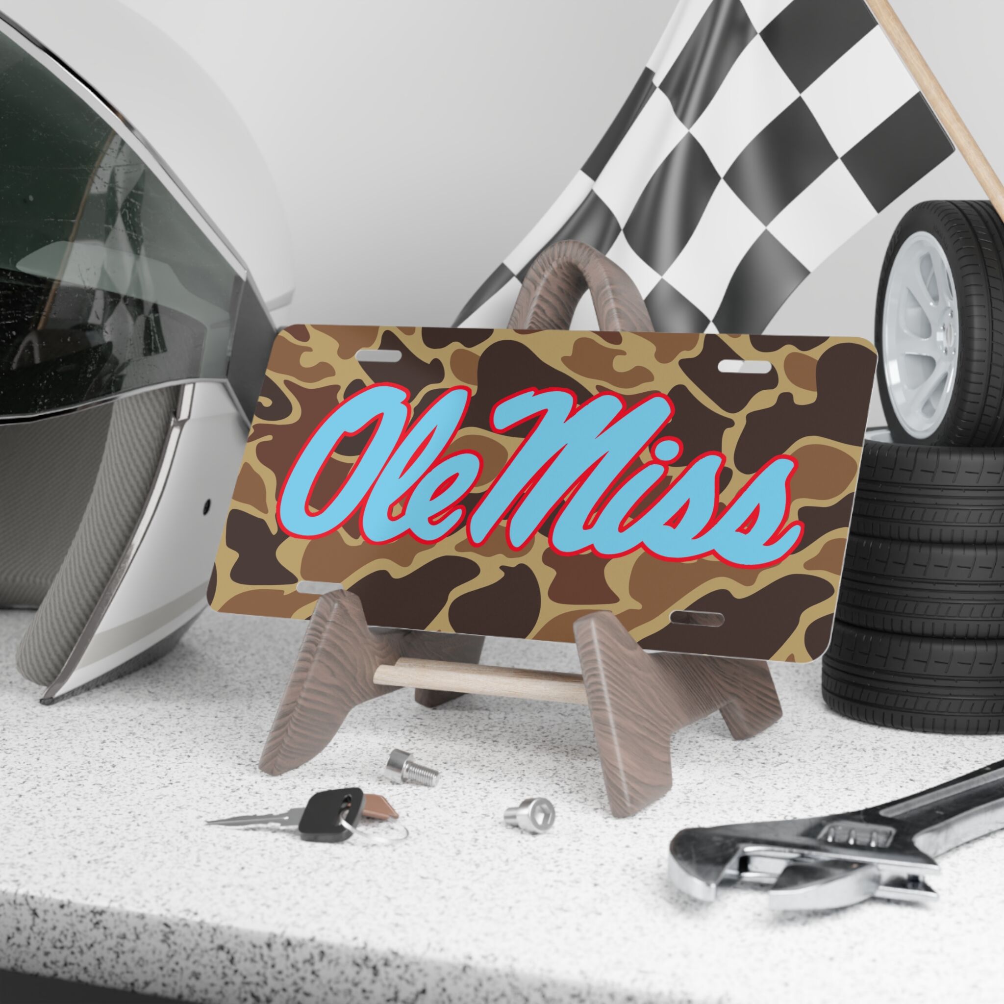 Ole Miss Camo Front Plate – Authentic Drake Camouflage Style
