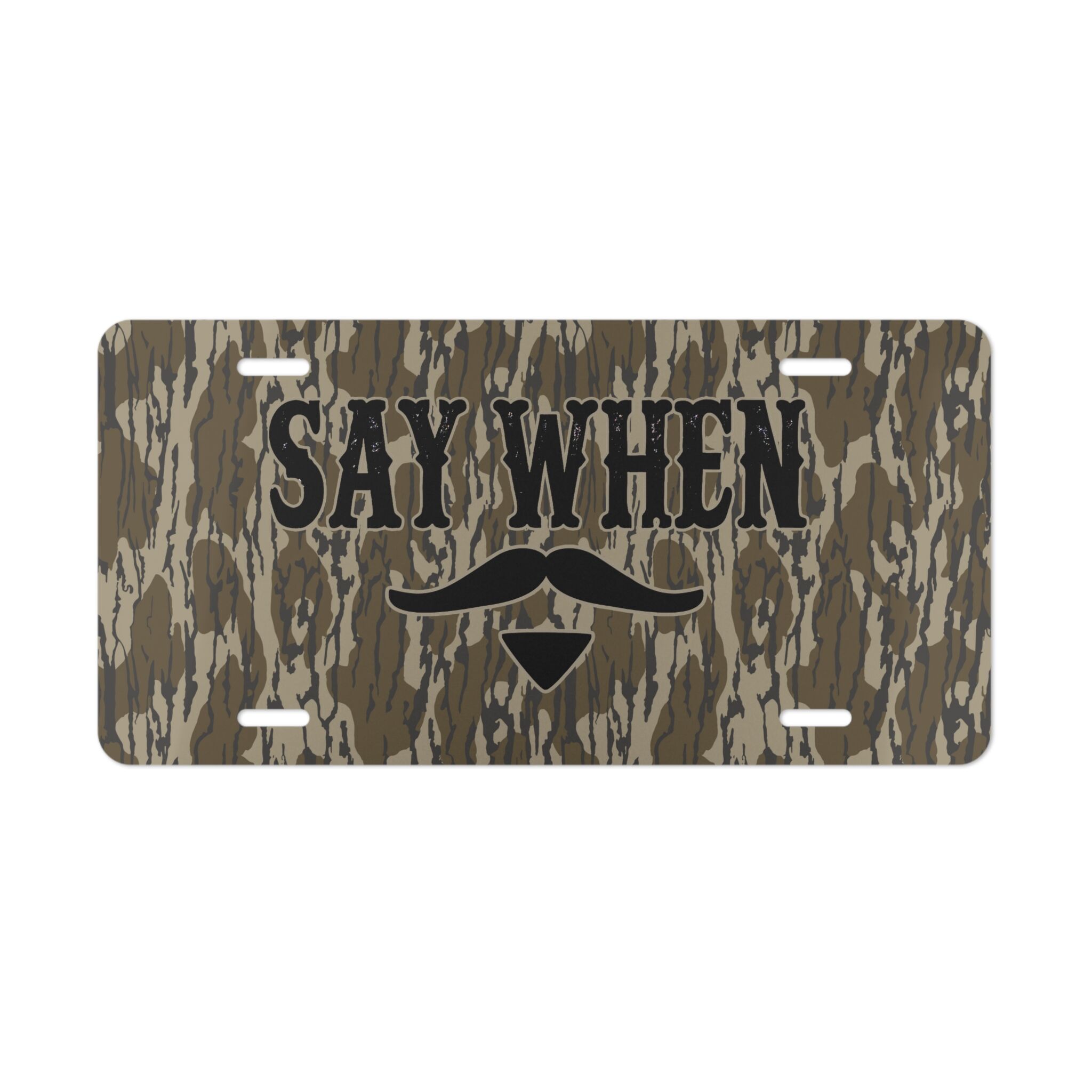 Hunter Camo Vanity Plate with Tombstone Deco for Rugged Vehicle Style