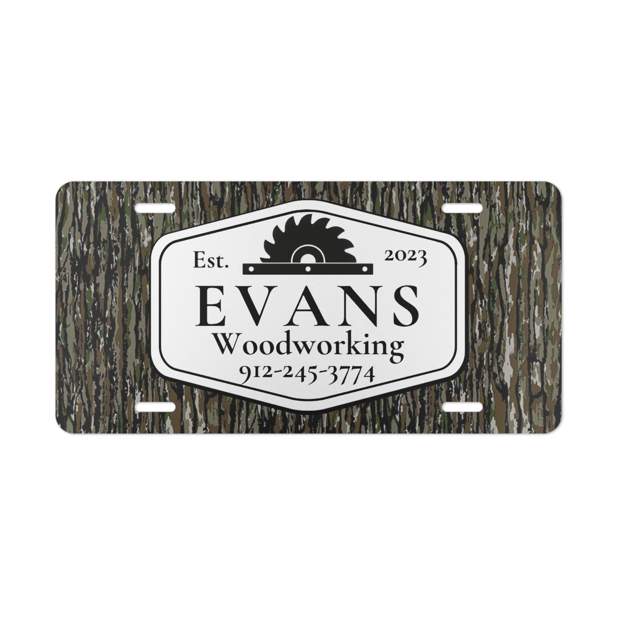 Realistic Hunter Camo Front Vanity Plate with Customizable Design